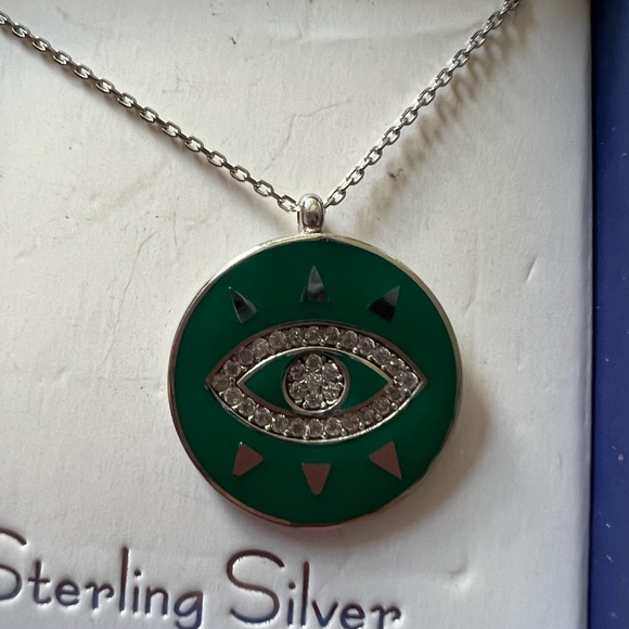 Sterling Silver Evil Eye Pendant Necklace - Picture 3 of 4